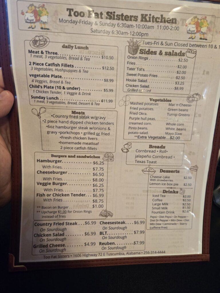 Too Fat Sisters Menu 4
