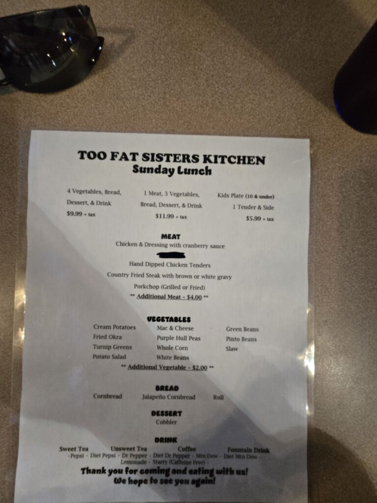 Too Fat Sisters Menu 6