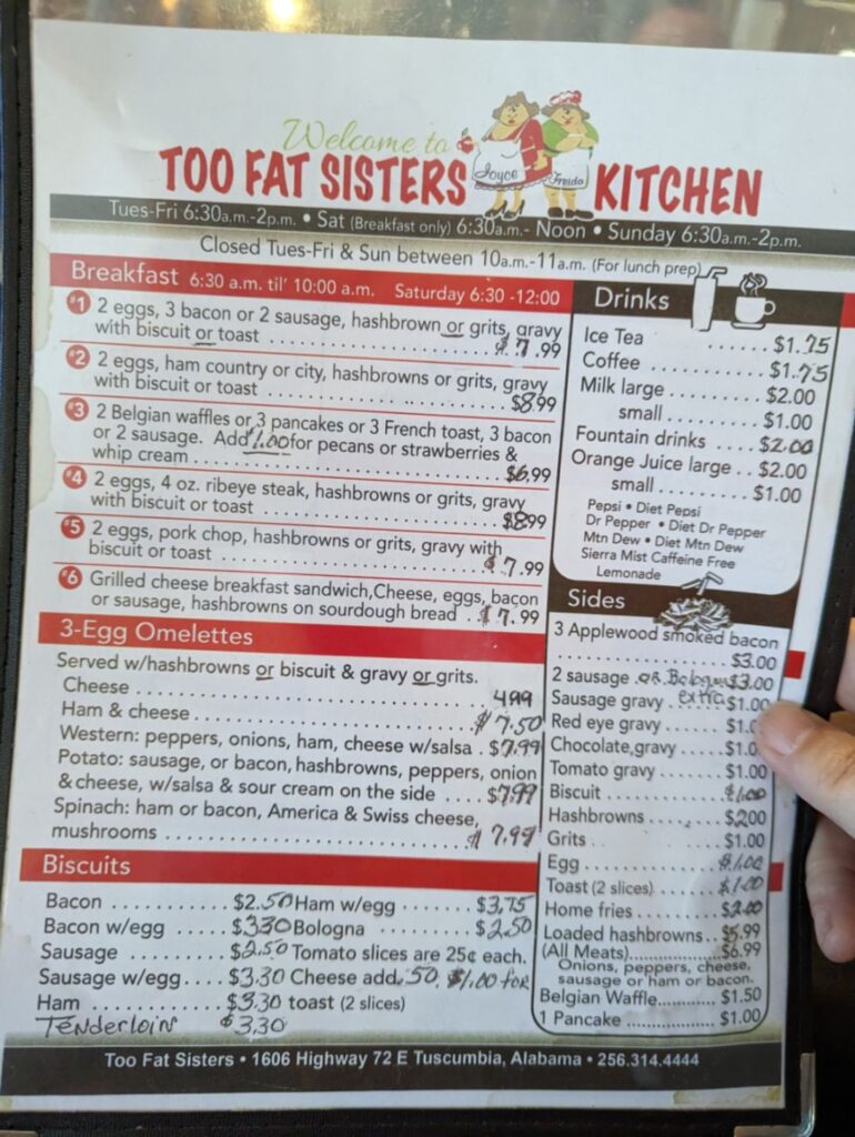 Too Fat Sisters Menu 7